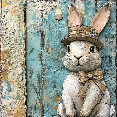 Easter Sign, Bunny in Hat,, DCO-12734, Sign For Wreath, 10x10